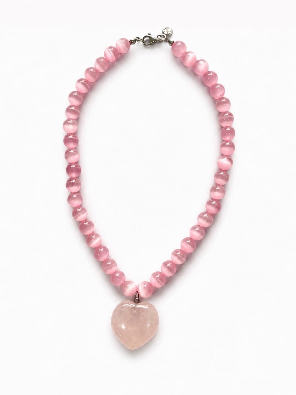 Mayamar Genuine Rose Quartz Heart Necklace  16.5”